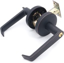 Door Lever Entrance Lock, Zinc Alloy, Security Exterior/Interior Door Lock with 3 Keys Safe Lock Set Door Handle Knob, Black