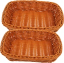 ABOOFAN 2pcs Imitation Rattan Woven Storage Baskets Bread Basket Kitchen Food Holder Dried Fruit Tray Kitchen Organizers Home Decorative
