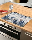 Christmas Countertop Burners Protection Mats for Kitchen, Snowman Blue Eucalyptus Leaves Linen Rubber Stove Top Cover Mat, Heat Proof Mats Cooktop Cover for Counter Dish Drying Mat, 31"x24"