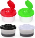 4Pcs Mini Salt and Pepper Shakers Set Moisture Resistant Salt and Pepper Shakers Set Travel Seasoning Containers,Clear Spice Jars Salt Shaker with Color Covers Plastic Airtight Dispenser