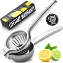 Zulay Kitchen Extra Large Lemon Squeezer Stainless Steel - Easy Squeeze Heavy Duty Lemon Juicer Hand Press - Ergonomic Citrus Squeezer & Fruit Juicer for Small Oranges, Lemons, & Limes - Silver