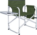 ABCCANOPY Foldable Directors Chair Outdoor Camping Chair Makeup Artist Chair with Side Table & Pockets, Olive Green