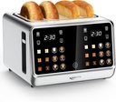 Keenstone Toaster 4 Slice, Digital Smart Toaster with TouchScreen, Dual Control Panel, Single Slot Toasting, Timer, Reheat & Defrost for Bagels, Bread, Waffles, Stainless Steel Kitchen Essentials