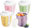 4 Pack Fruit Salad Storage Cup with Lids and Fork, 20oz Reusable Plastic Fruit Storage Containers for fridge with Drain Baskets, BPA-Free & Leak-Proof, Keep Fruits,Vegetables Fresh Longer