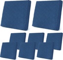 Newwiee 8Pcs Stretch Patio Cushion Covers Outdoor Cushion Covers for Patio Furniture Replacement Couch Sofa Slipcovers Jacquard Textured Soft Fabric Washable Furniture Protector(Navy Blue,Classic)