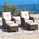 DIFY 4 Pieces Outdoor Patio Furniture Set, Wicker Chairs Set with Washable Cushions and Ottomans, PE Rattan Conversation Set for Garden Porch Balcony, Beige