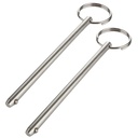 2 Pack Long Quick Release Pin, Diameter 1/4"(6.3mm), Overall Length 4-3/4"(120mm), Usable Length 4.13"(105mm), Full 316 Stainless Steel, Bimini Top Pin, Marine Hardware