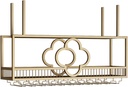 Ceiling Wine Rack,Hanging Wine Rack with Wine Glass Holder,Wine Storage Stand with Stemware Hanger,Floating Home Bar Wall Shelves,Iron Wall Shelf for Kitchen,Wine Cellar,Black/Gold (Color :