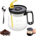 16 Oz Glass Coffee Mug – Coffee Pot Style, Clear Heatproof Glass Shaped Mug with Lid and Handle, Large Capacity Novelty Cup for Hot Tea, Cocoa, or Cold Drinks Insertable straw(1pc)