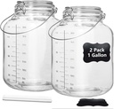 1 Gallon Super Wide Mouth Glass Jars with Airtight Lids,2 Pack Gallon Mason Jars Glass Storage Container for Canning,Pickling,Fermenting