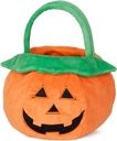 Halloween Trick or Treat Basket Bags Candy Buckets, 14 * 12 inch Reusable Portable Pumpkin Tote Plush Basket Gifts for Halloween Decor Party Orange Big Size