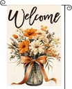 AVOIN colorlife Fall Flowers Garden Flag 12 x 18 Inch Double Sided Outside, Autumn Floral Mason Jar Seasonal Welcome Yard Outdoor Flag