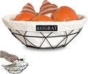 BIOGRAT® Metal Bread Serving Basket for Table with Liner Cloth, Ø 10.43 inches 1 Pcs
