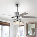 SAFAVIEH CLF1000A Parlin 3-Light Silver/White Maple Reversible Blades 52" 3-Speed Remote (LED Bulbs Included) Ceiling Fan, 52" x 52" x 26", Chrome