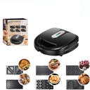 6 In 1 Electric Sandwich Maker, Panini Press Grill & Waffle Iron Set with Removable Non-Stick Plates, Easy to Clean & Store, for Cooking Grilled Cheese, Melts, Burgers, Steaks and Snacks, Black