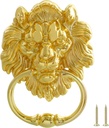 MOLIGOU Lion Head Door Knocker, 6 Inch Decorative Front Door Knocker, Antique Lion Door Ring Pull Handle (Gold)