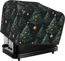 Toaster Cover 4 Slice Green Christmas Tree Bell Pattern Toaster Cover Waterproof Kitchen Small Appliance Covers Microwave Oven Dust-Proof Bread Cover, Women Gift