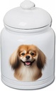 Best of Breed Tibetan Spaniel Fawn Dog and Cat Ceramic Treat Jar 9" Tall Air Tight Seal All White