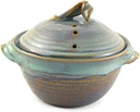 American Made Stoneware Pottery Microwave Vegetable Steamer, Sea Oats Glaze