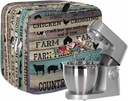 Farmhouse Stand Mixer Cover, Farm Animal Vintage Wood Grain Mixer Covers Waterproof Mixer Cover with Storage Pocket Cover for Kitchen Aid Mixer Easy Clean Dust Cover 14.5"x9.5"x16.5"