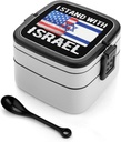 U.S.A Flag I Stand with Israel Flag Portable Bento Box with Handle 2 Compartment Leak-Proof Stackable Lunch Box for Work Picnic Camping