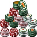 Yungyan Christmas Candle Tin Cans Set Metal Candles Tin Gifts Jars with Lids 8 oz Christmas Cookie Tins Candle Containers for Storing Biscuits Tea Party Favors(24 Pcs)