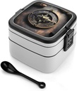 Bento Lunch Box for Women Lunch Containers for Adults Magical Design Norse Runes Compass Double Layered Lunchbox Large Capacity Bento Box with Cutlery for Work Picnic Camping Travel