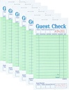 Budgenix Guest Checks Server Note Pads 6 Pack 300 Orders, Green Guest Check Pads with Bottom Receipt, Waitress Notepad for Restaurant Business