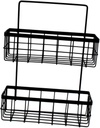 No Drilling Wall Mounted Storage Shelf Black Hanging Organizer Rack for Bathroom Kitchen Baskets Elegant Hollow Design Space Saving for Toiletries Spice Bottles