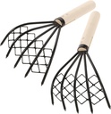 DOITOOL 2 Pcs Clam Rakes,10.2 inch Steel Claws with Mesh Net,Garden Rake,Portable Beach Rake Clamming Equipment for Clam Digging Seafood Shell Digger Tool