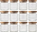 Glass Storage Jars 12 Pack 500ml(17oz) Multipurpose Vintage Storage Bottle with Wooden Lid Seal for Coffee, Nuts, Candies, Cereal, Cookies, Spices, Flour, and More. (12 Pack-500ml)
