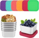 6 Pack Stainless Steel Snack Containers - 2.91 x 2.91 x 1.73 Inch Leak-Proof Metal Food Storage Containers - Stackable Snack Containers - Snack Storage Containers for Travel，6 oz
