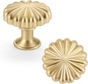 2 Pack Gold Cabinet Knobs for Kitchen Cabinets and Dresser Drawers，Zinc Alloy Brushed Brass Hardware Handles Pulls，Vintage Cupboard Drawer Knob