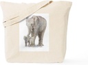CafePress Mother And Baby Elephant Tote Bag Reusable Natural Beige Canvas Shopping Bag