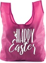 Easter Basket Bags, Bulk Reusable Grocery Bags, Easter Egg Hunt Tote Bags - Peaking Bunny - Pink CA2650EasterDTG S2