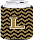 Caroline's Treasures CJ1050-LTBC Letter L Chevron Black and Gold Tall Boy Hugger Can Cooler Sleeve Hugger Machine Washable Drink Sleeve Hugger Collapsible Insulator Beverage Insulated Holder