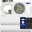 DELLA 20K BTU ODU 2 Dual Zone 9000 12000 BTU Mini Split Air Conditioner Work with Alexa, 20 SEER2 208-230V Cools Up to 950 Sq.Ft Wifi Multi Zone Pre-Charged Heat Pump with 16ft Installation Kits