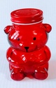 Doche JF-Valentine's Day Teddy Bear Shaped Glass Container (1) Red Jar (3.74" x 6.1" x 3.74") Candy Treats Canning Honey Preserves Cookie Jar Storage