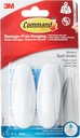 Command Designer Bath Hooks, Medium, White, 2-Hooks with Water-Resistant Strips (17081B-ES), Organize your dorm
