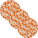 3 Pcs Absorb Water Hot Mats for Crock Pot Cartoon Cute Fox Sun Orange 15in Polyester-Cotton Thread Weave Modern Farmhouse Decor Porta platos para mesa