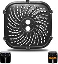 Air Fryer Grill Pan for PowerXL Vortex Pro 6 QT Air Fryer, Oval Nonstick 8.67''*8.67'' Air Fryer Accessories Replacement Parts Rack Tray Basket Crisper Plate with Rubber Bumpers,Dishwasher Safe