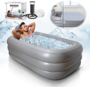 Inflatable Bathtub Adults - Blow Up Bathtub Adult for Indoor Shower Use, Portable Bathtub Adult with Cover, 62.2x37.4x17.72in, Light Grey