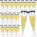 36 Pcs Plastic Champagne Flutes 4.5 oz Clear Toasting Glasses Cocktail Cup Wine Disposable Champagne Glass for Halloween Christmas Wedding Birthday Party (Black)