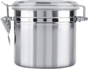 Coffee Canister Stainless Steel Airtight Canister for Kitchen with Clear Lid and Sturdy Locking Clamp for Coffee Bean Tea Cereal Sugar Cookie Nut(1100ml)