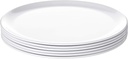 Bayview Essentials- Chip-Resistant Large Daily Melamine Round Dinner Plate- Set of 6-11 inches (White)