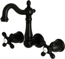 Kingston Brass KS1220AX Ks1220Ax Heritage 8" Center Wall Mount Vessel Sink Faucet, 4-3/4" In Spout Reach, Matte Black