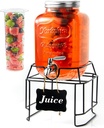 1-Gallon Glass Drink Dispenser for Parties - Beverage Dispenser with Stand and Stainless Steel Spigot | Lemonade, Sun Tea, Kombucha Jar