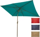 Ogrmar 6.5x10ft Patio Umbrella Rectangular Outdoor Table Umbrella with Crank & Push Button Tilt for Terrace, Backyard, Garden, Courtyard, Swimming Pool, Lawn (Turquoise)