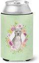 Caroline's Treasures CK4429CC Blue Pit Bull Terrier Green Flowers Can or Bottle Hugger Cooler Washable Drink Sleeve Collapsible Beverage Insulated Holder, Can Hugger, Multicolor