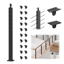 BLIKA 42" Stair Cable Railing Post(Post 41"x2"x2"), Stainless Steel Adjustable Line Post, Metal Stair Railing Posts, Top Mount Matte Black Cable Handrail Posts for Cable Railing Kits, BL01-SP